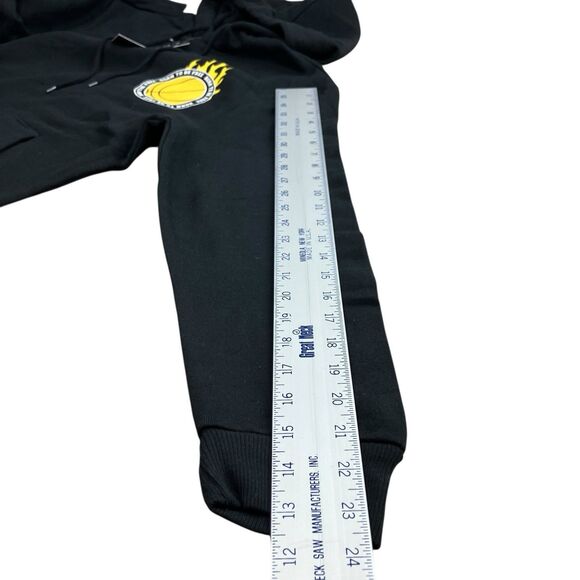 Basketball Graphic Hoodie Mens S Black Flame Ball Streetwear Skater Pullover NEW - Picture 9 of 13